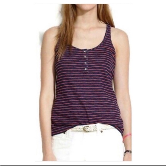 Y2K Elena Gilbert MADEWELL Henley Blue 100 % soft cotton Racer Back Tank SZ S - Picture 4 of 15